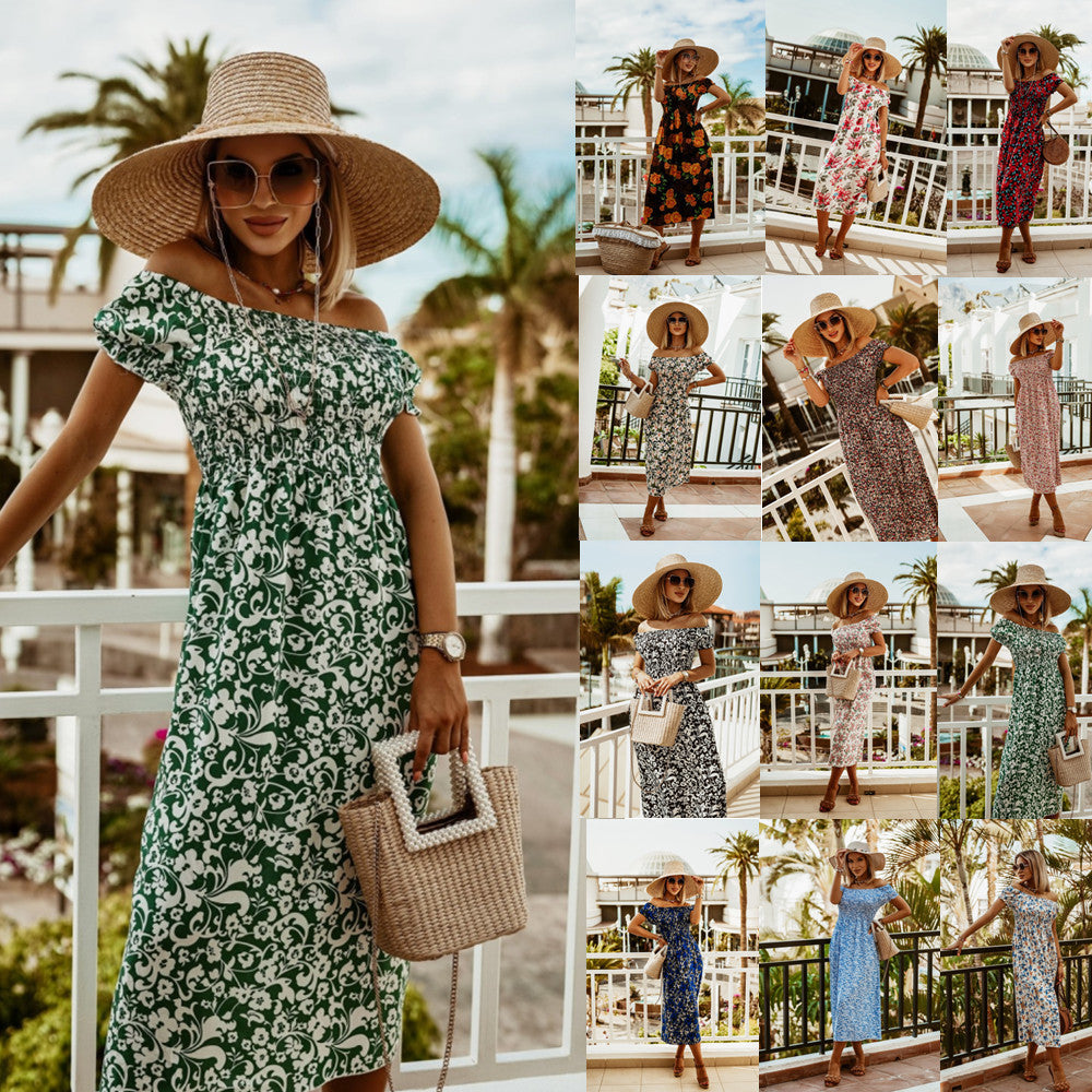 Boho Off Shoulder Valentina Lo Bello Summer Print Dress