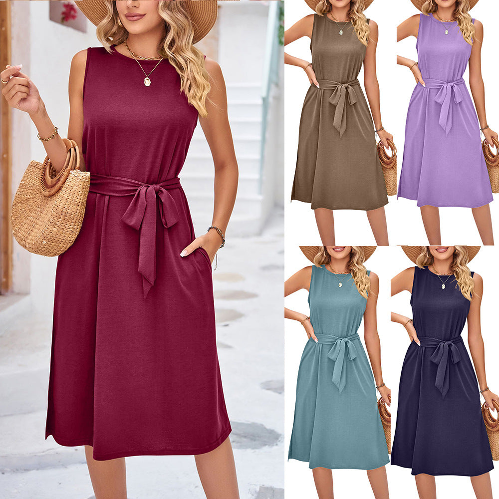 Chic Sleeveless Belted Midi Dress by Valentina Lo Bello