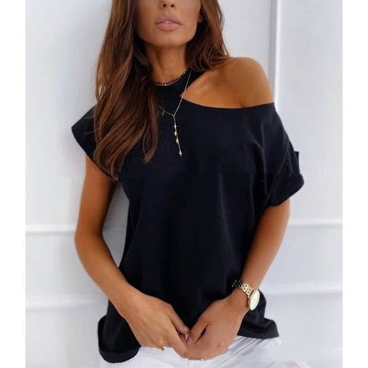 Elegante t-shirt a maniche corte tinta unita di Valentina Lo Bello