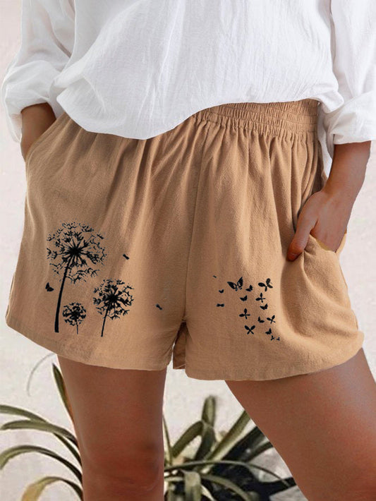Shorts a vita alta con stampa dente di leone Valentina Lo Bello
