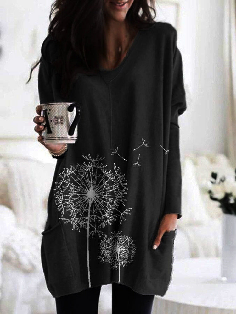 Printed Dandelion Valentina Lo Bello Long Sleeve Blouse