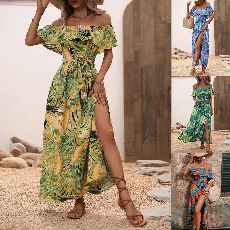 Elegant Valentina Lo Bello Ruffled Floral Maxi Dress