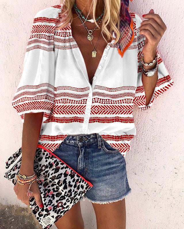 Camicetta con bottoni a righe stile boho di Valentina Lo Bello
