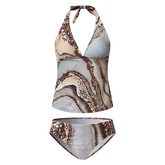 Elegante bikini con spacco Valentina Lo Bello effetto marmo