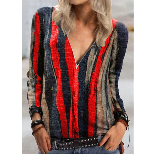 Top con scollo a V e zip a righe vivaci Valentina Lo Bello