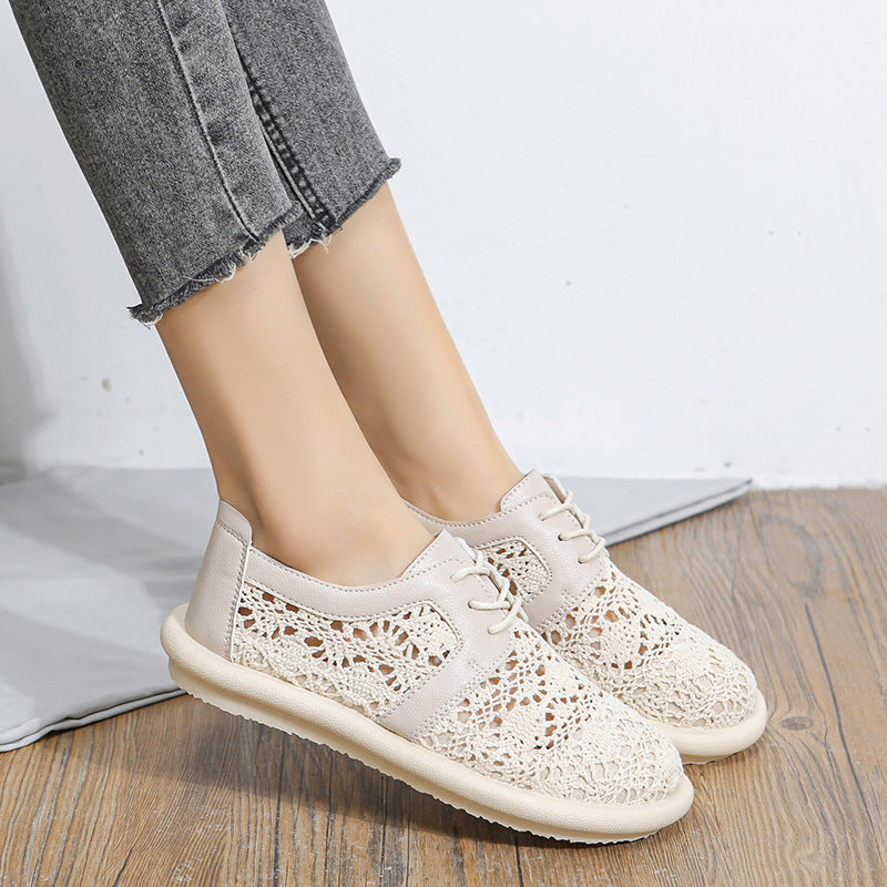 Breathable Crochet Valentina Lo Bello Casual Flat Shoes