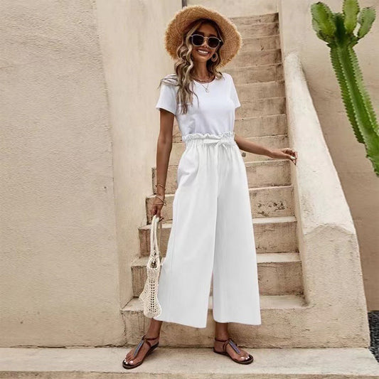 Pantaloni a gamba larga in lino di Valentina Lo Bello, ispirati a Pinterest.