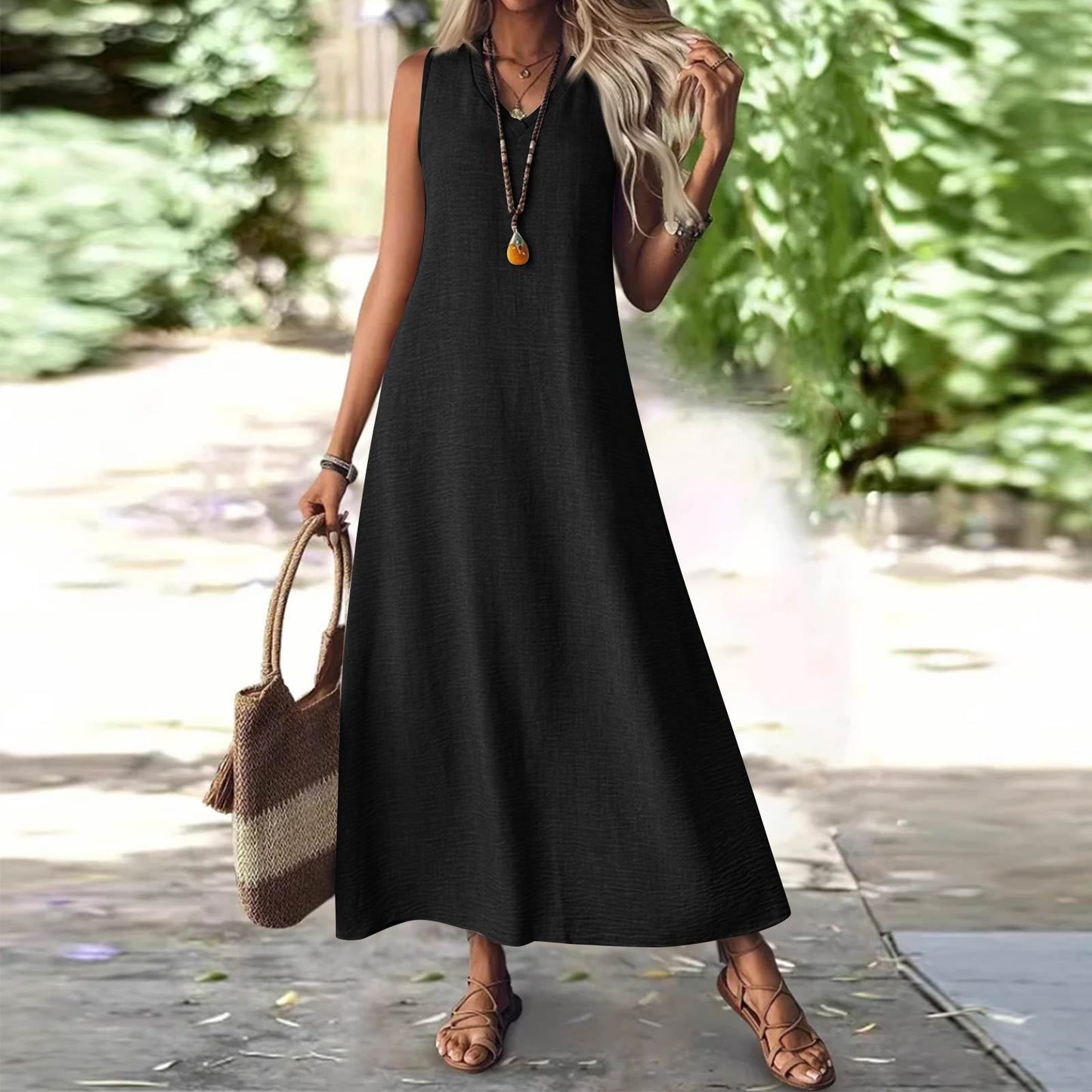 Chic Hemp Sleeveless Dress Valentina Lo Bello