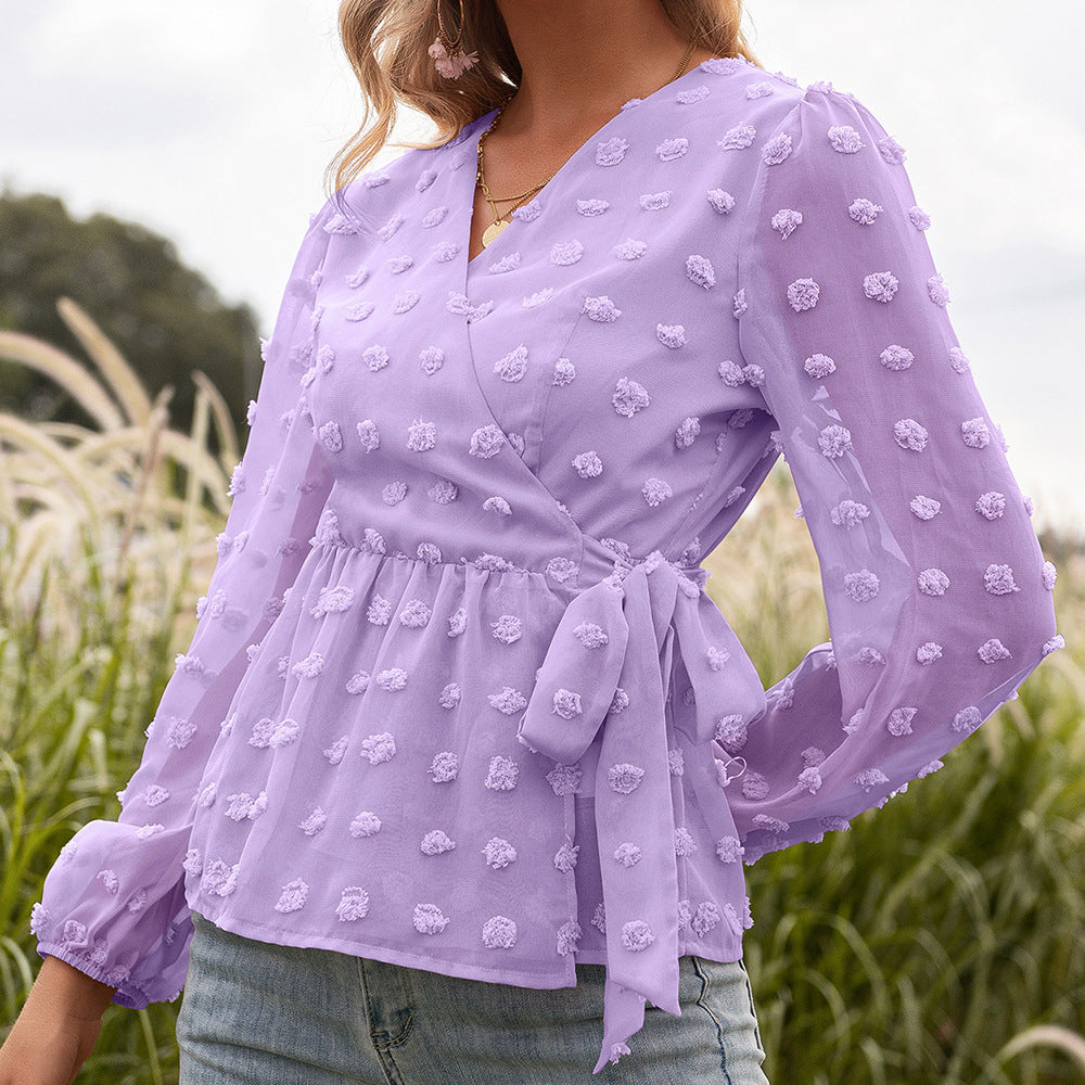 Elegante blusa jacquard con scollo a V di Valentina Lo Bello