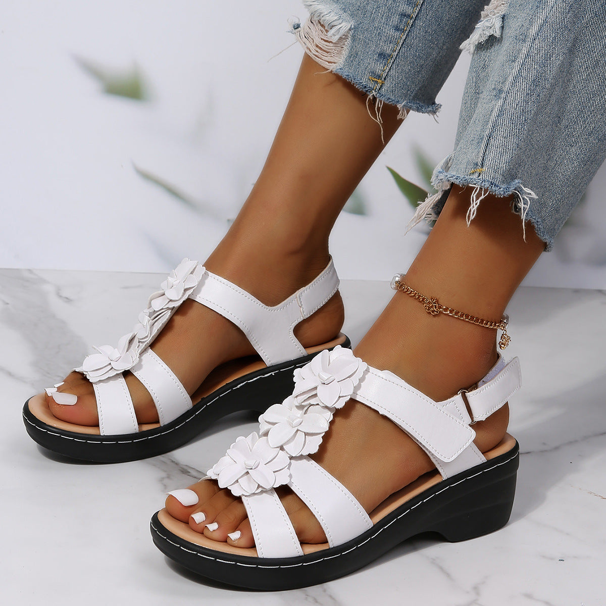 Floral Comfort Valentina Lo Bello Wedge Sandals