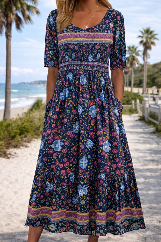 Abito midi estivo in stile boho floreale di Valentina Lo Bello