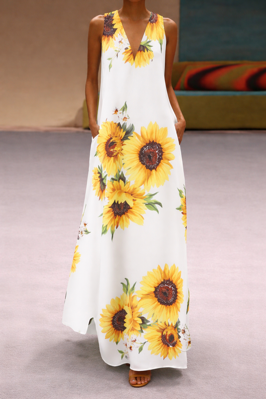 Abito lungo senza maniche in stile boho floreale di Valentina Lo Bello