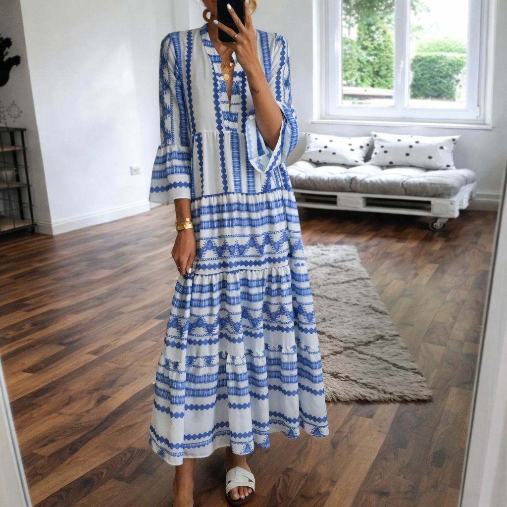 Abito lungo geometrico in stile boho di Valentina Lo Bello