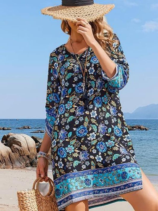 Mini abito con nappine in stile boho floreale di Valentina Lo Bello