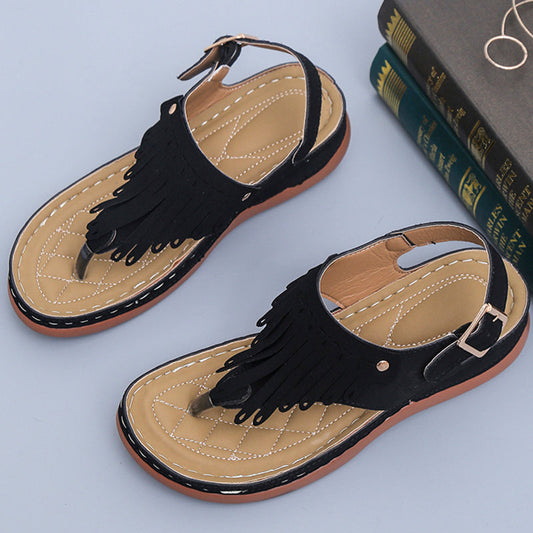 Sandali infradito con zeppa Boho Fringe Valentina Lo Bello