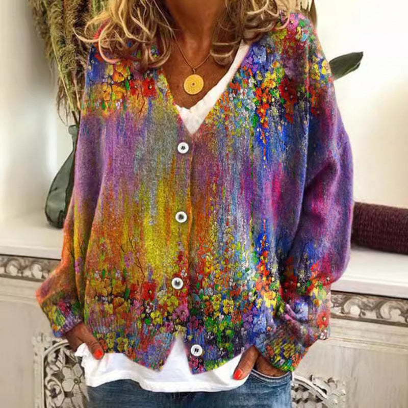 Cardigan casual con motivo astratto e vibrante di Valentina Lo Bello