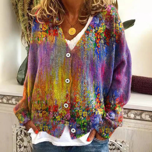 Cardigan casual con motivo astratto e vibrante di Valentina Lo Bello