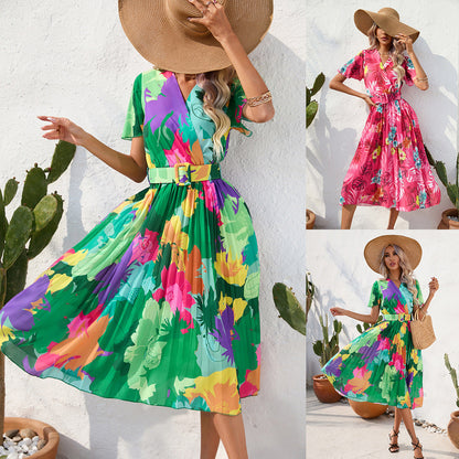 Vibrant Floral Valentina Lo Bello Summer Midi Dress