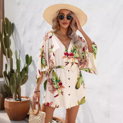Leaf Print Summer Dress by Valentina Lo Bello