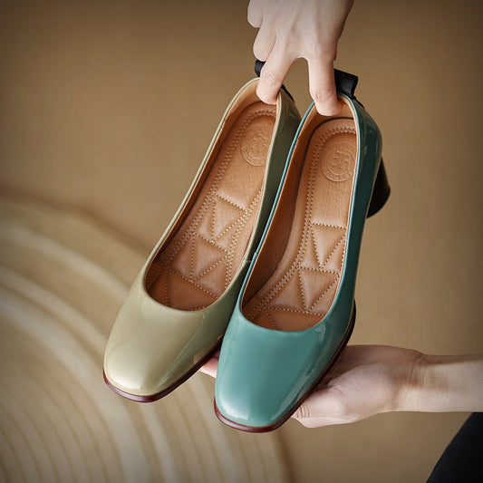 Elegant Leather Chunky Heels by Valentina Lo Bello