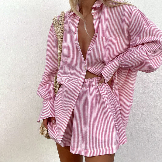 Completo a righe in cotone di Valentina Lo Bello, ispirato a Pinterest.
