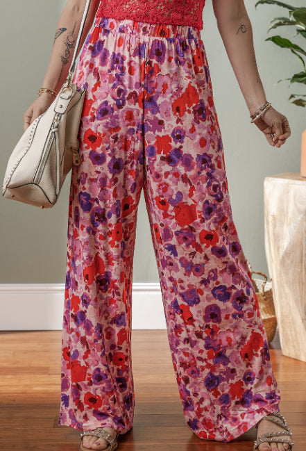 Pantaloni a vita alta con stampa floreale vivace di Valentina Lo Bello