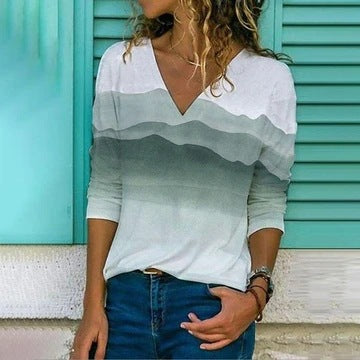 Top a maniche lunghe slim di Valentina Lo Bello con motivo paesaggio sfumato