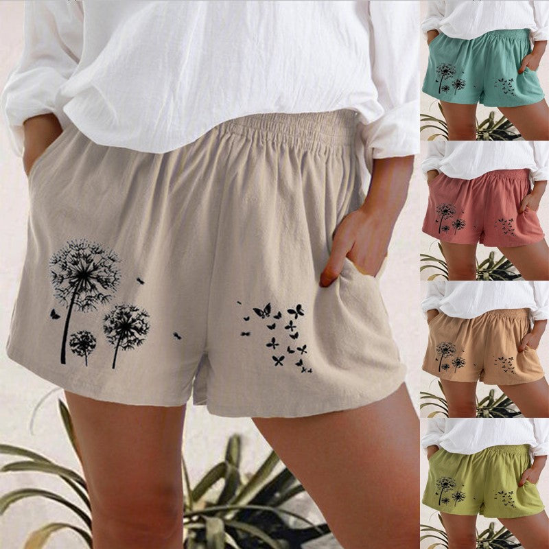 Dandelion Print High Waist Shorts Valentina Lo Bello