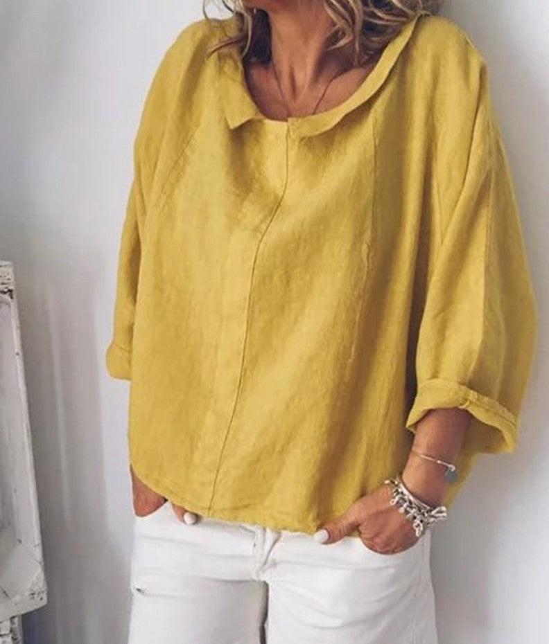 Chic Linen Lapel Blouse by Valentina Lo Bello