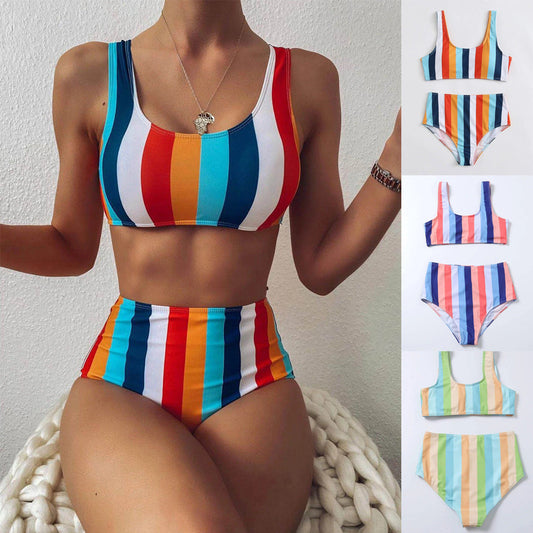 Vibrant Striped High Waist Bikini by Valentina Lo Bello