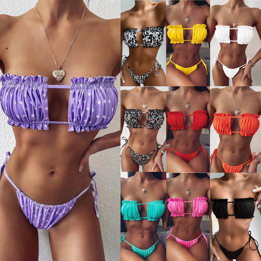 Multicolor Pleated Bikini by Valentina Lo Bello