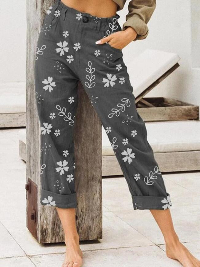Floral Print Valentina Lo Bello Cropped Casual Pants