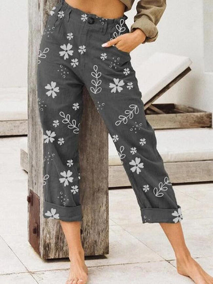 Floral Print Valentina Lo Bello Cropped Casual Pants