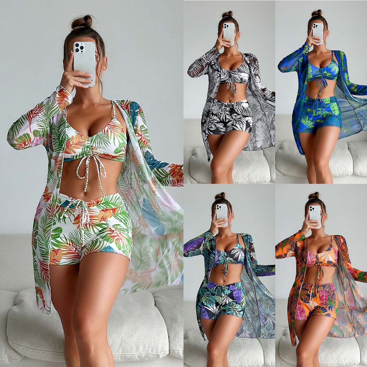 Vibrant Print Valentina Lo Bello Three-Piece Bikini Set
