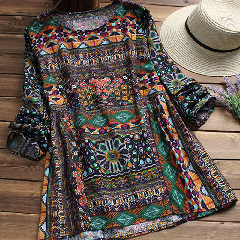 Boho Print Cotton Blouse Valentina Lo Bello