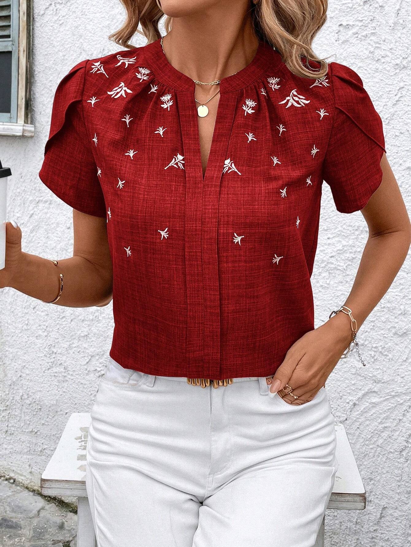 Camicetta chic stampata Valentina Lo Bello con pieghe sulle spalle