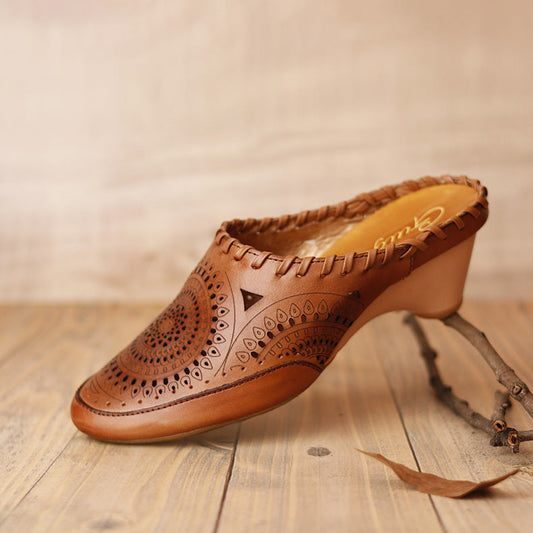 Sandali vintage in pelle con tacco medio di Valentina Lo Bello