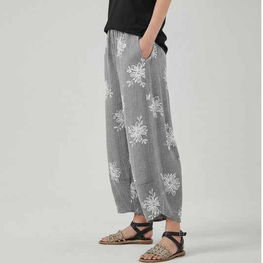 Pantaloni a gamba larga in cotone floreale di Valentina Lo Bello