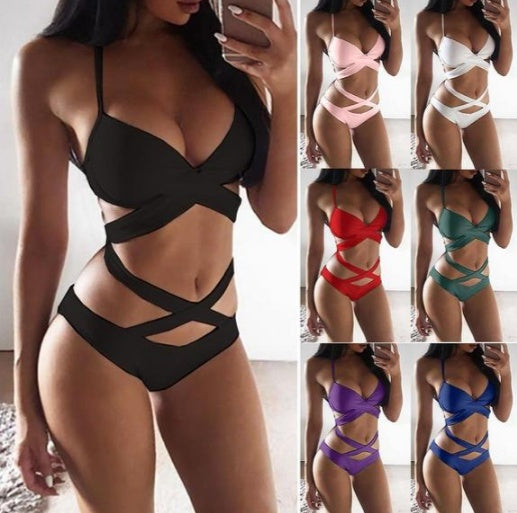 Chic Colorblock Valentina Lo Bello Strappy Bikini Set