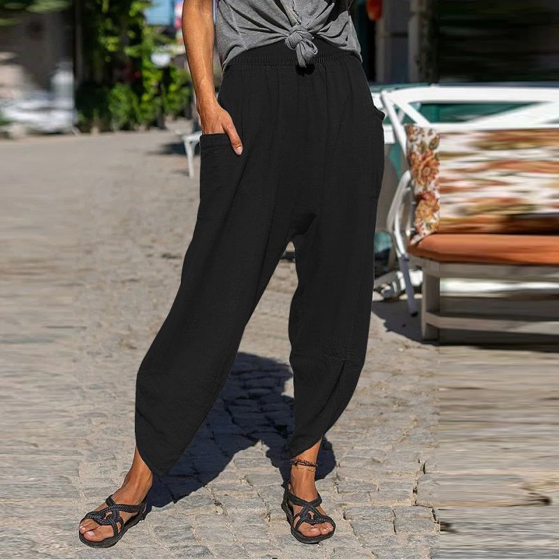 Pantaloni casual in cotone Valentina Lo Bello dalla vestibilità comoda