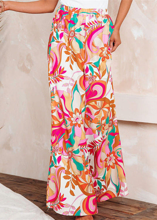Pantaloni da donna a gamba larga, a vita alta, con stampa leopardata, stile streetwear.