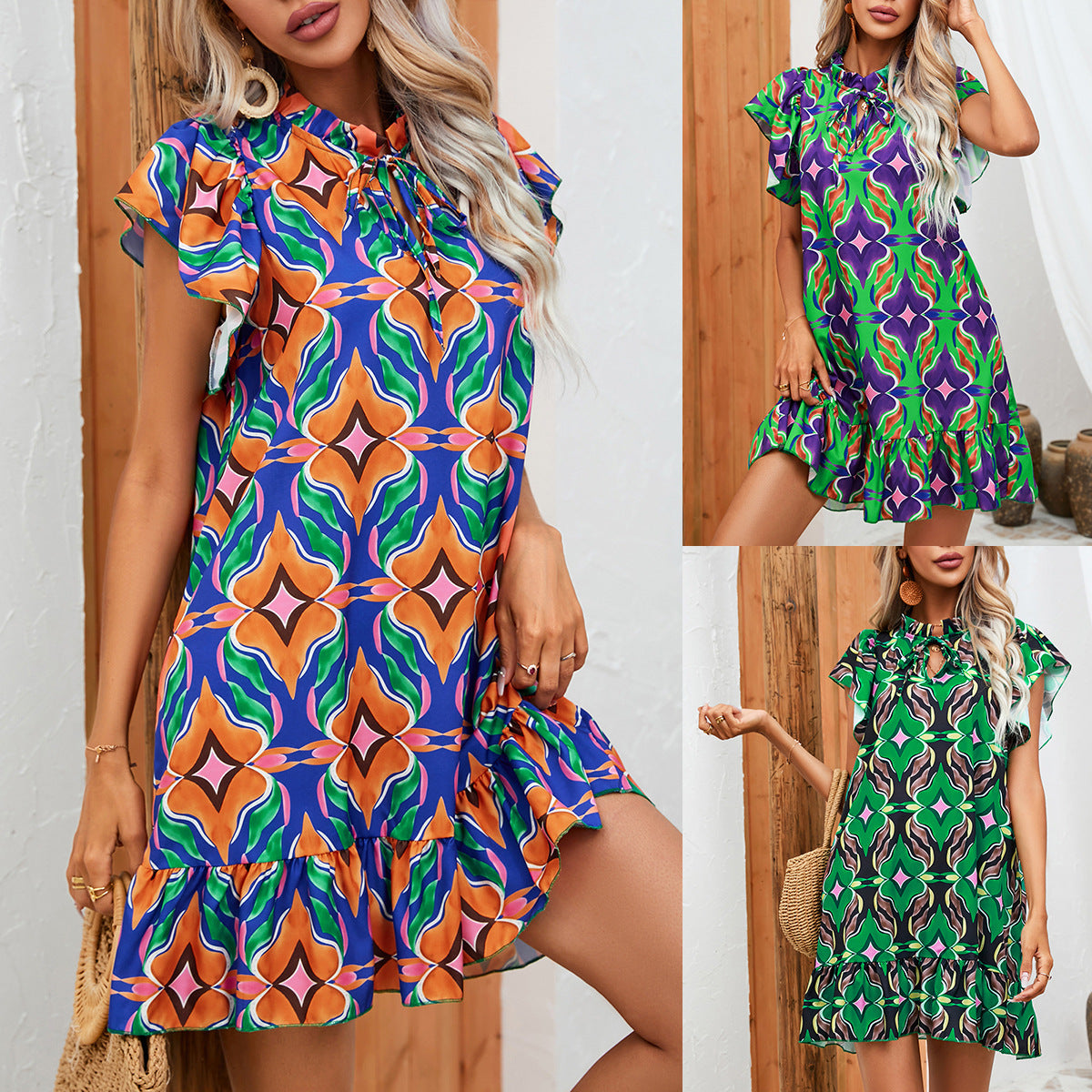 Vibrant Print Ruffle Dress by Valentina Lo Bello
