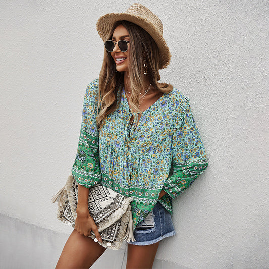 Top estivo con stampa floreale in stile bohémien di Valentina Lo Bello