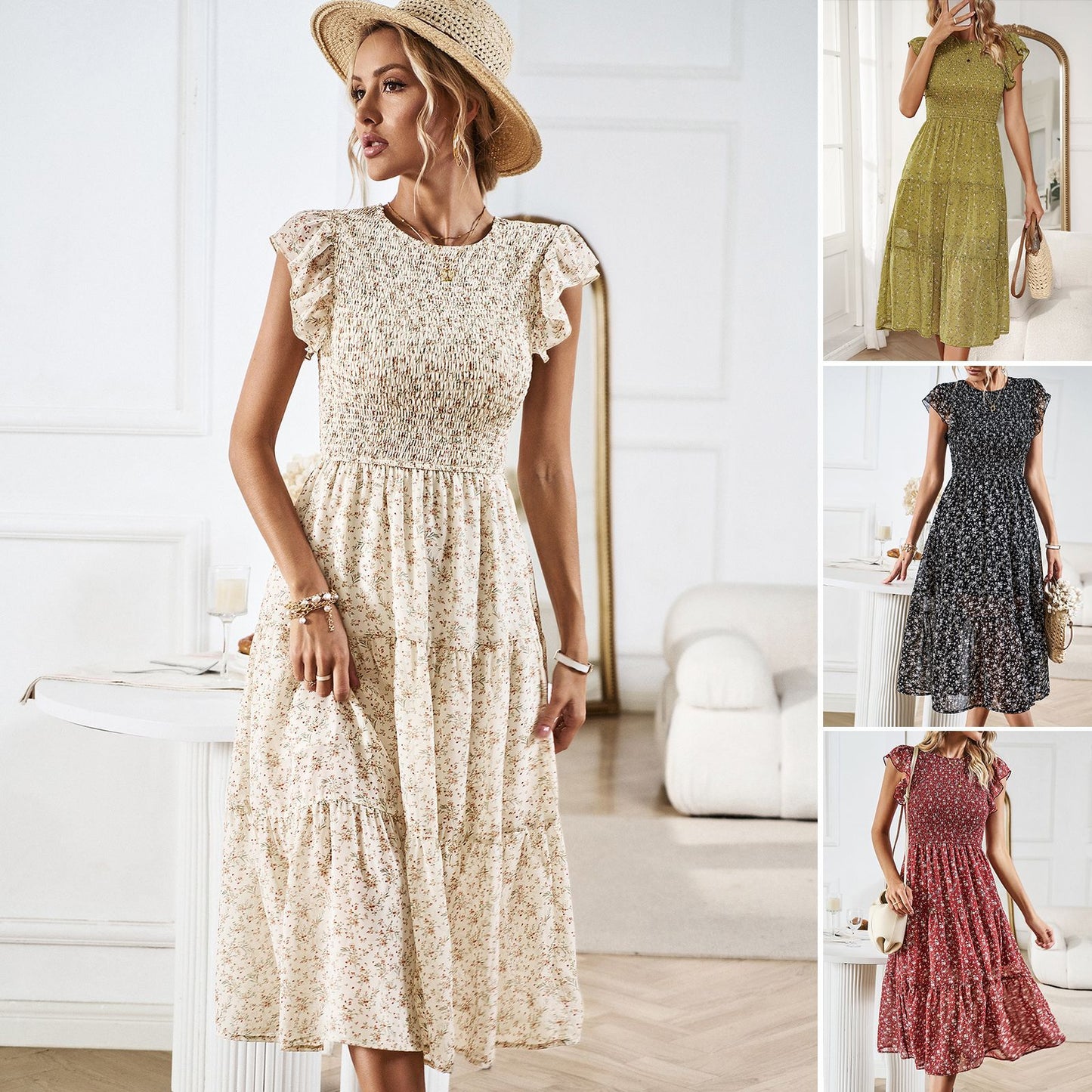 Elegant Floral Valentina Lo Bello Summer Midi Dress