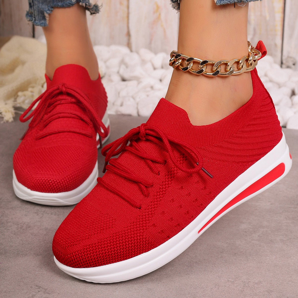 Lightweight Valentina Lo Bello Fly-Knit Everyday Sneakers
