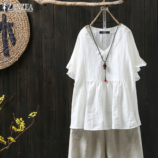 Top in cotone con volant, taglia plus size, Valentina Lo Bello, ispirato a Pinterest.