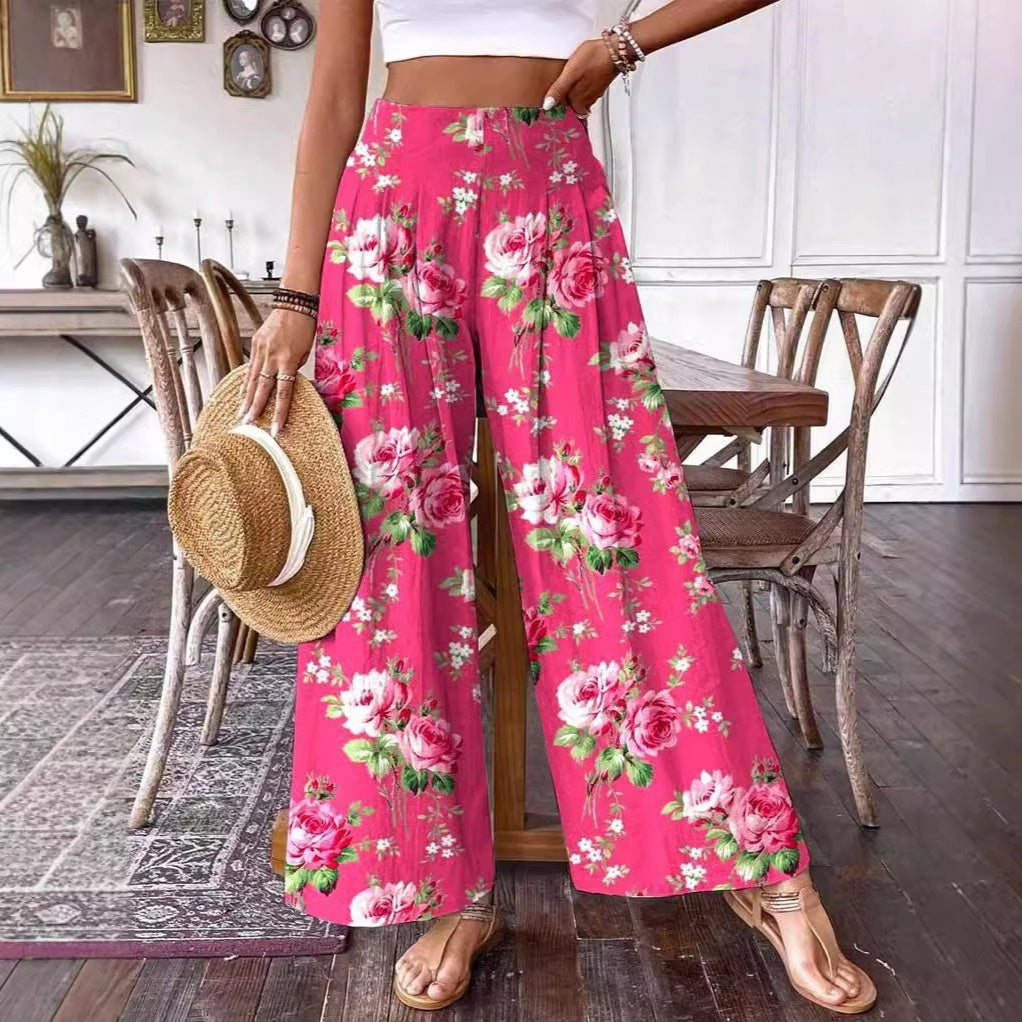 Eleganti pantaloni a vita alta con stampa floreale di Valentina Lo Bello