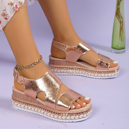 Sandali con zeppa argento scintillante Valentina Lo Bello