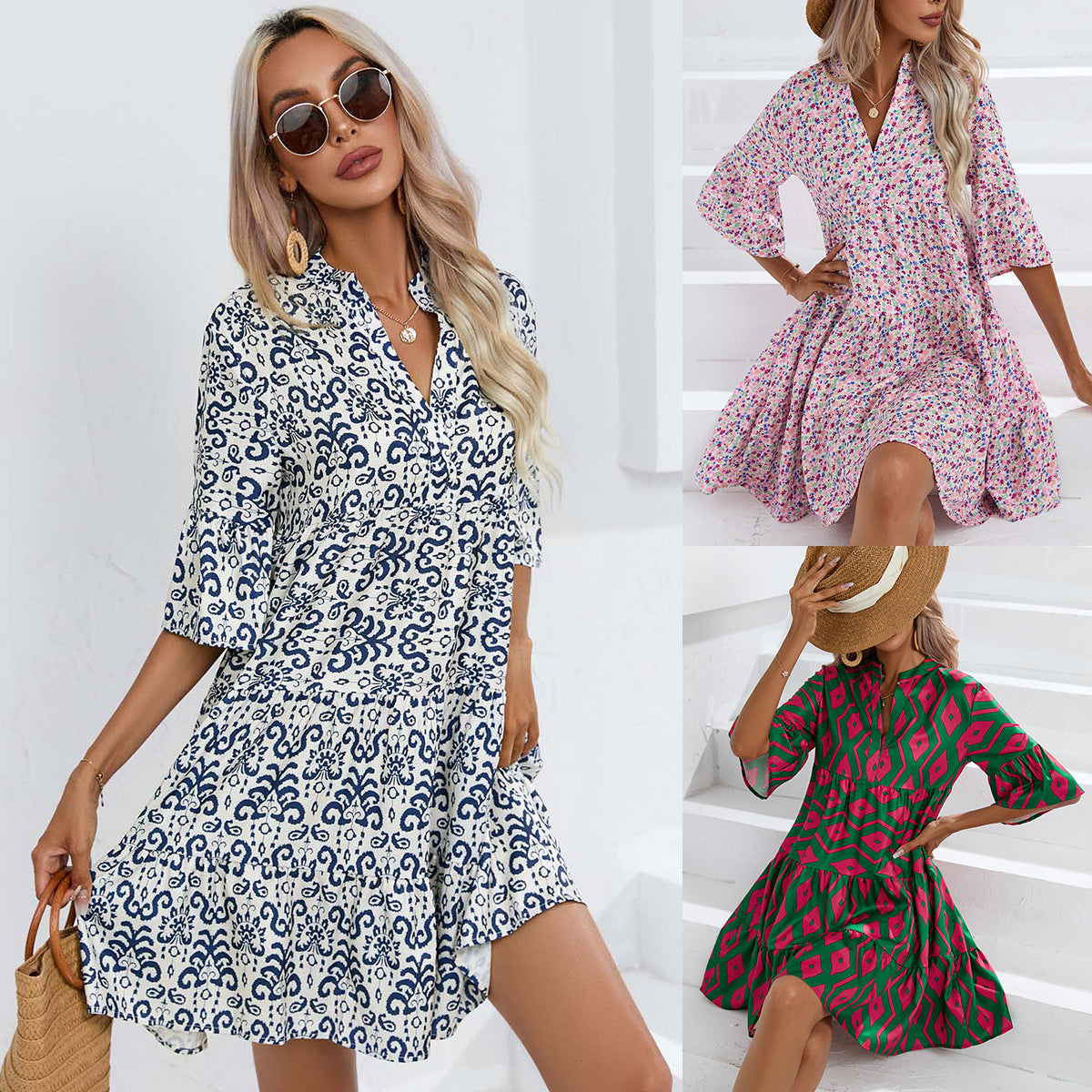 Boho V-Neck Summer Dress by Valentina Lo Bello