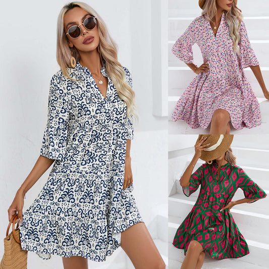 Boho V-Neck Summer Dress by Valentina Lo Bello